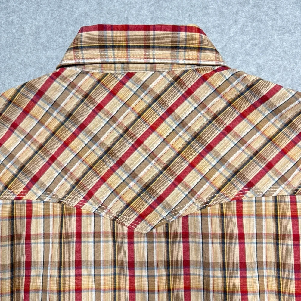 True Religion Mens 3XL Brown Red Plaid Pearl Snap Western Shirt ML4BG48MNT NWT